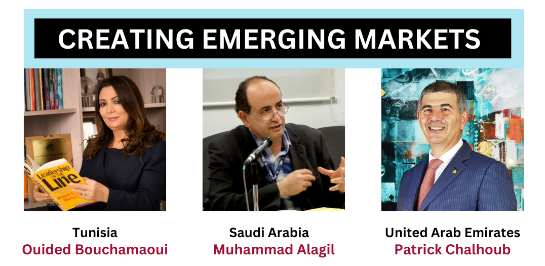 Three business people featured in the Emerging Markets Interview project